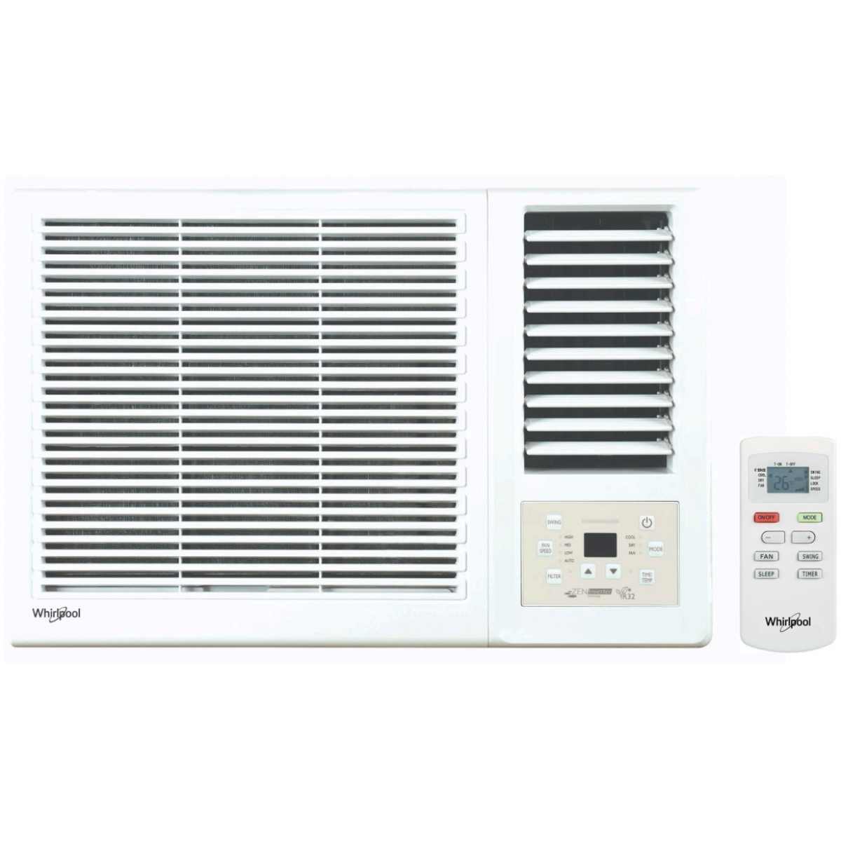 Whirlpool 惠而浦 AWV18300R 2匹變頻窗口式冷氣機: ZEN Inverter、第6感溫測、3合1抗菌濾網